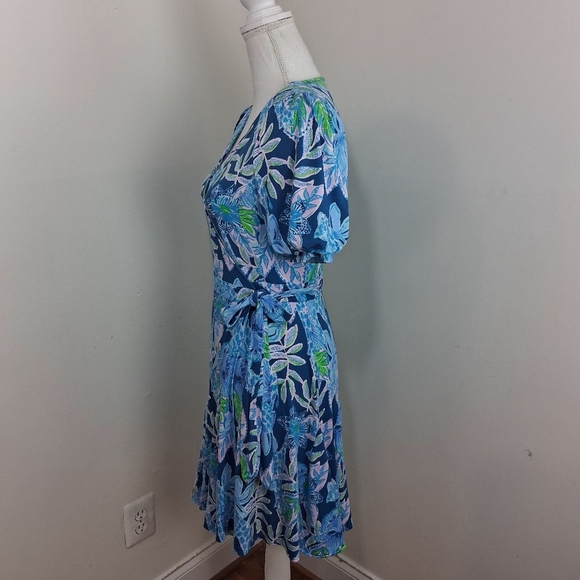 Lilly Pulitzer Kessler Wrap Dress In Macaw Blue Size XS - Picture 7 of 12